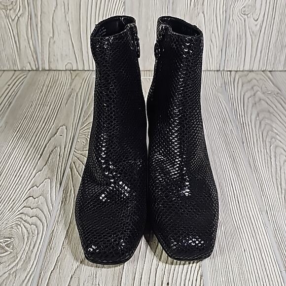 Franco Sarto Marquee Ankle Boot Snake Embossed Black Zip Up Womens Size 5.5 NEW - Picture 4 of 16